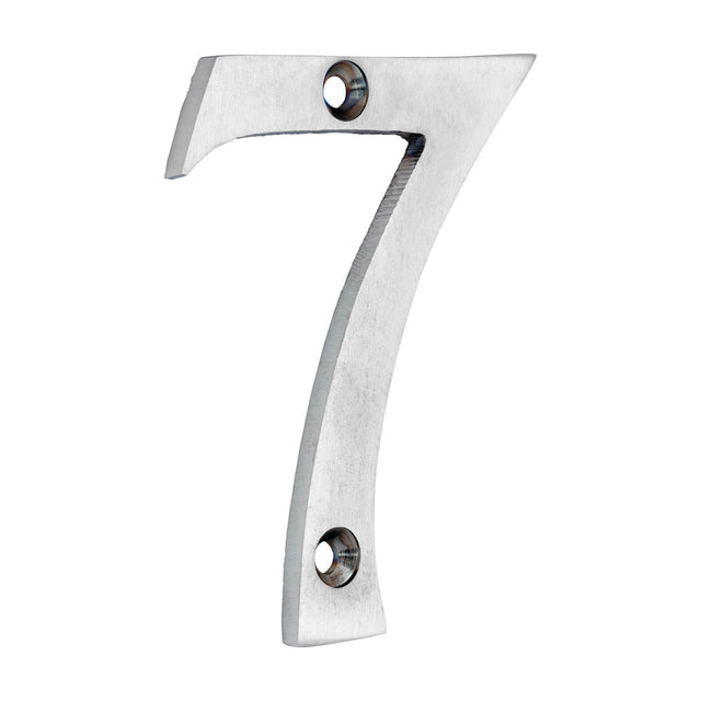 This is an image of Timco - Door Numeral 7 - Satin Chrome 75mm (1 Each Bag) 200486