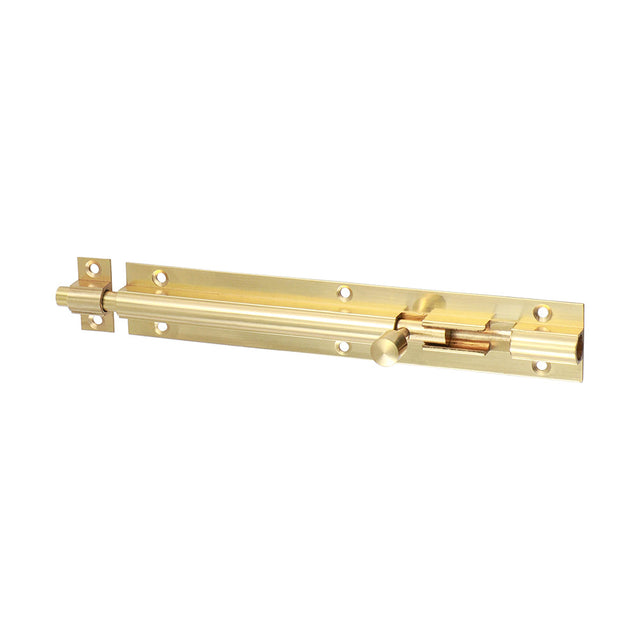 This is an image of Timco - Straight Barrel Bolt - Polished Brass 150 x 25mm (1 Each Bag) 200496