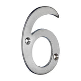 This is an image of Timco - Door Numeral 6 - Satin Chrome 75mm (1 Each TIMpac) 200504P