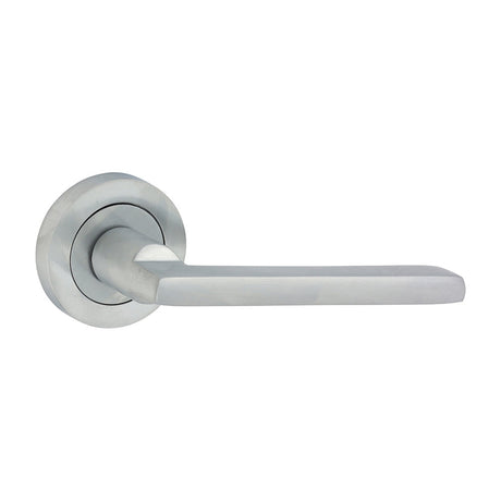 This is an image of Timco - Radmore Lever On Rose Handles - Satin Chrome 51mm (1 Pairs Blister Pack) 200507