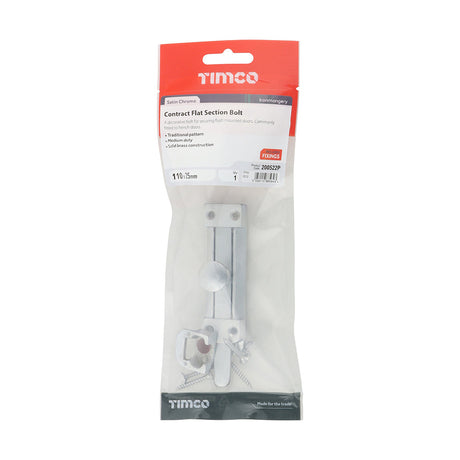 This is an image of Timco - Contract Flat Section Bolt - Satin Chrome 110 x 25mm (1 Each TIMpac) 200522P