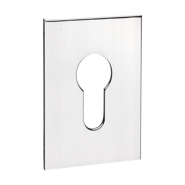 This is an image of Timco - Euro Profile Self-Adhesive Escutcheon - Oblong - Polished Stainless Steel 65 x 47 (1 Each Bag) 200546