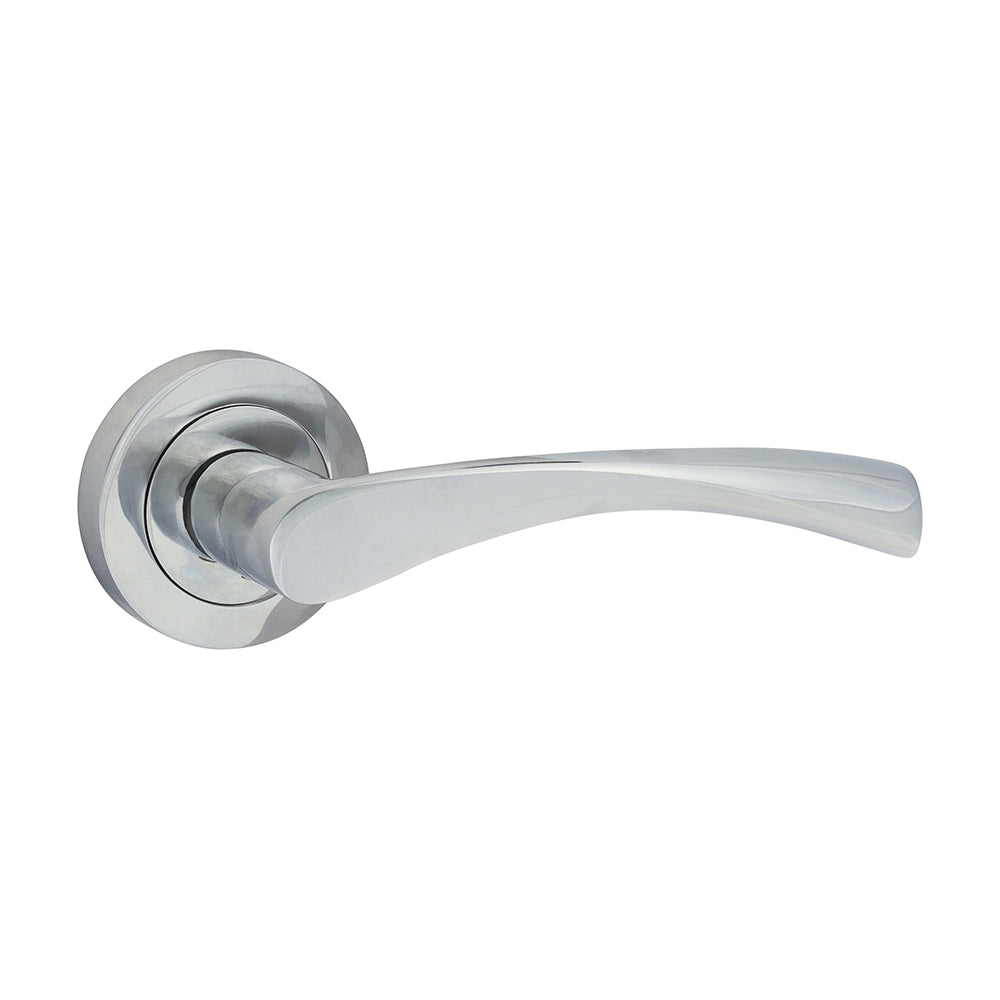 This is an image of Timco - Edleston Lever On Rose Handles - Polished Chrome 51mm (1 Pairs Blister Pack) 200559