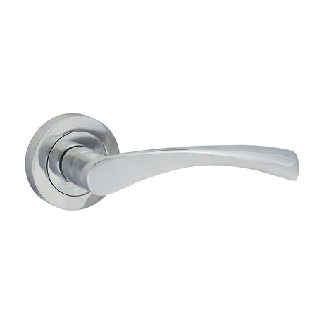 This is an image of Timco - Edleston Lever On Rose Handles - Polished Chrome 51mm (1 Pairs Blister Pack) 200559