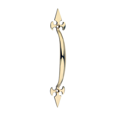 This is an image of Timco - Fleur De Lys Pull Handle - Polished Brass 178mm (1 Each Bag) 200563