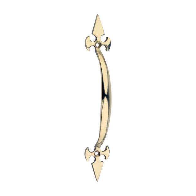 This is an image of Timco - Fleur De Lys Pull Handle - Polished Brass 178mm (1 Each Bag) 200563