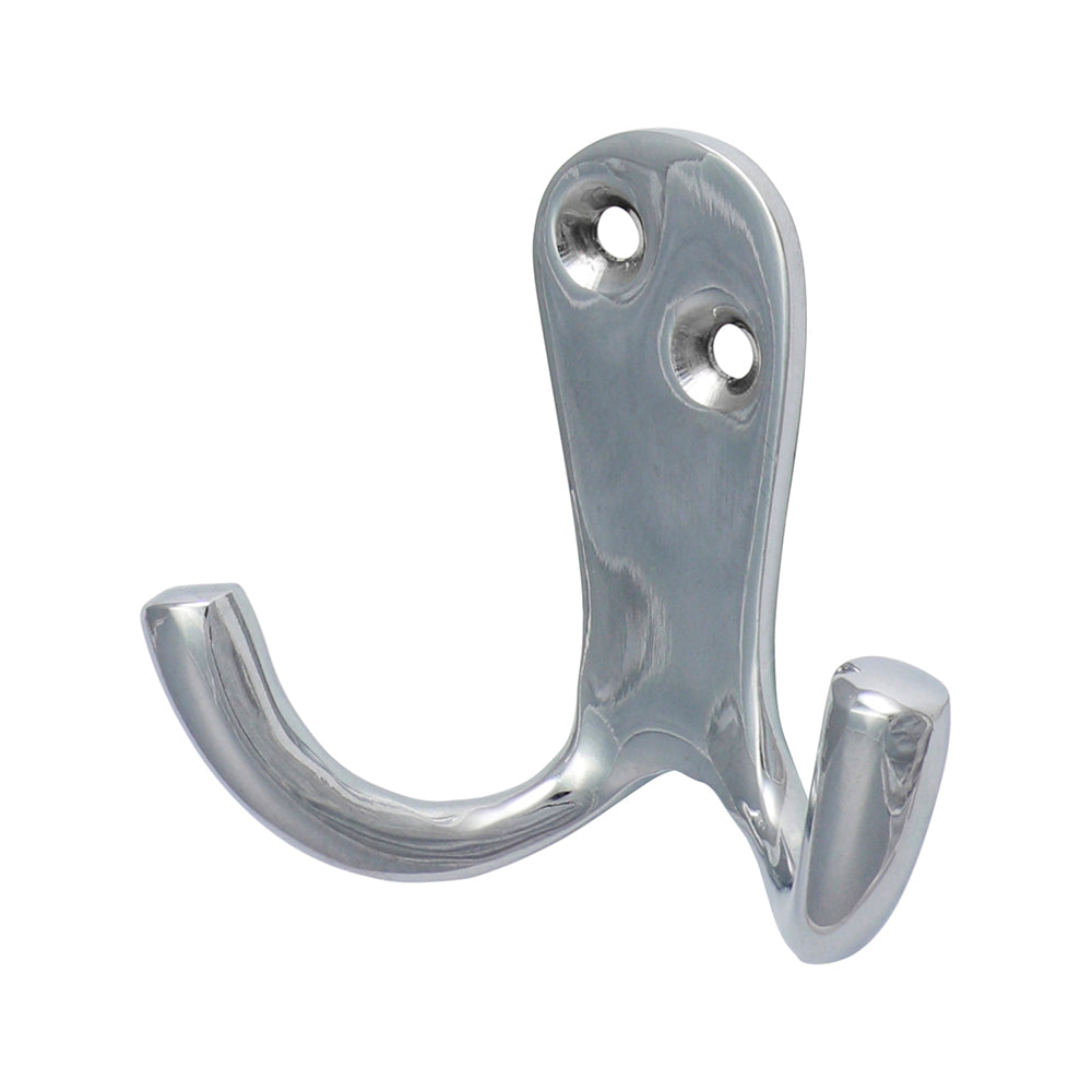 This is an image of Timco - Double Robe Hook - Polished Chrome 47 x 24mm (1 Each TIMpac) 200611P