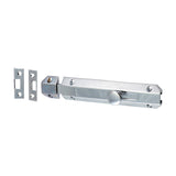 This is an image of Timco - Architectural Flat Section Bolt - Polished Chrome 150 x 35mm (1 Each Bag) 200625