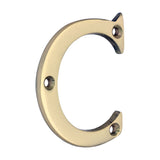 This is an image of Timco - Door Letter C - Polished Brass 65mm (1 Each Bag) 200642