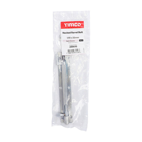This is an image of Timco - Necked Barrel Bolt - Satin Chrome 150 x 25mm (1 Each Bag) 200645
