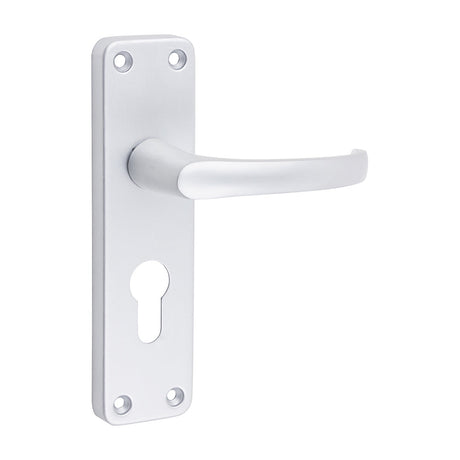 This is an image of Timco - Contractors Euro Profile Lever Lock Handles - Satin Anodised Aluminium 155 x 40 (2 Pieces Bag) 200647BX