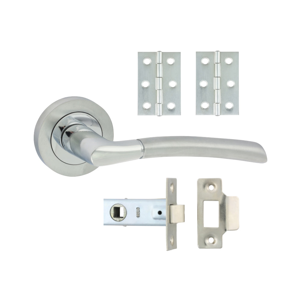 This is an image of Timco - Shavington Lever On Rose Door Pack - Polished Chrome & Satin Chrome Mixed (1 Each Box) 200657