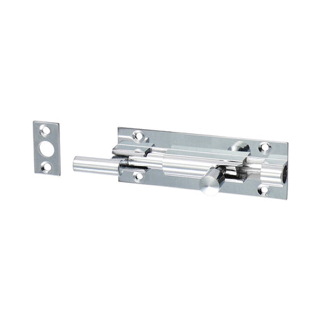 This is an image of Timco - Necked Barrel Bolt - Polished Chrome 75 x 25mm (1 Each TIMpac) 200694P