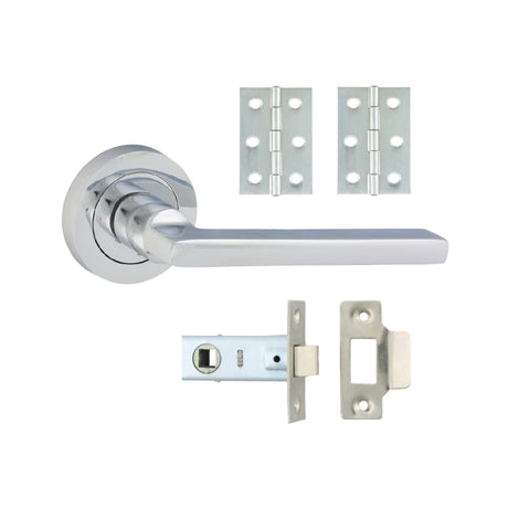 This is an image of Timco - Radmore Lever On Rose Door Pack - Polished Chrome Mixed (1 Each Box) 200699