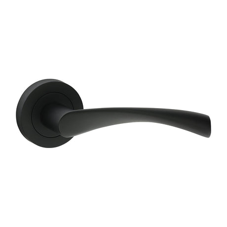 This is an image of Timco - Edleston Lever On Rose Handles - Matt Black 51mm (1 Pairs Blister Pack) 200751