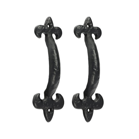 This is an image of Timco - Fleur De Lys Pull Handle - Antique Black 6" (1 Each Bag) 200761