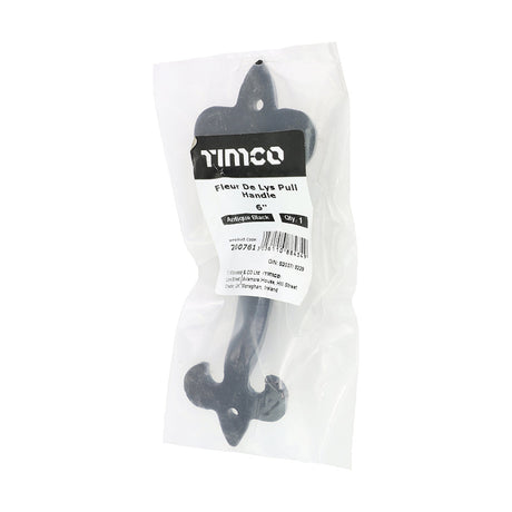 This is an image of Timco - Fleur De Lys Pull Handle - Antique Black 6" (1 Each Bag) 200761