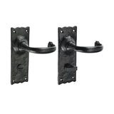 This is an image of Timco - Traditional Bathroom Lock Handle - Antique Black 155 x 54 (1 Pairs Box) 200776