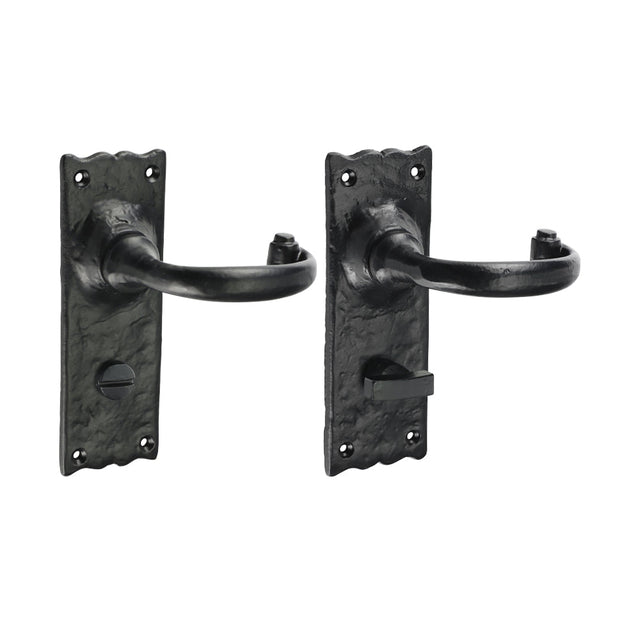 This is an image of Timco - Traditional Bathroom Lock Handle - Antique Black 155 x 54 (1 Pairs Box) 200776