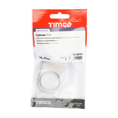 This is an image of Timco - Cylinder Pull - Satin Chrome 79 x 41 (1 Each TIMpac) 200781P