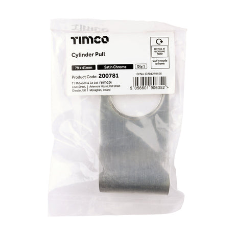 This is an image of Timco - Cylinder Pull - Satin Chrome 79 x 41 (1 Each Bag) 200781