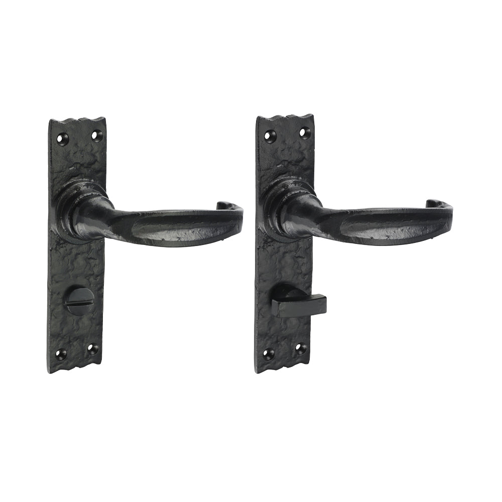 This is an image of Timco - Narrow Style Bathroom Lock Handles - Antique Black 155 x 37 (1 Pairs Box) 200787