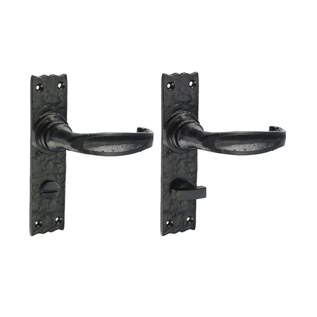This is an image of Timco - Narrow Style Bathroom Lock Handles - Antique Black 155 x 37 (1 Pairs Box) 200787