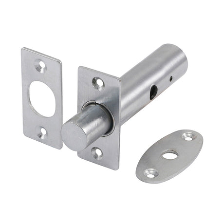 This is an image of Timco - Door Rack Bolts - Satin Chrome 60mm (2 Pieces TIMpac) 200789P