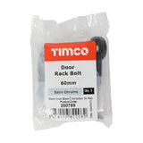 This is an image of Timco - Door Rack Bolts - Satin Chrome 60mm (2 Pieces Bag) 200789