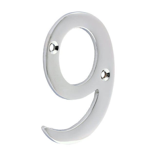 This is an image of Timco - Door Numeral 9 - Polished Chrome 75mm (1 Each Bag) 200811