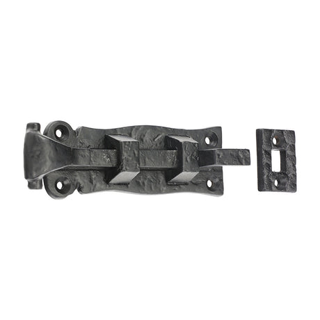 This is an image of Timco - Scroll Necked Bolt - Antique Black 4" (1 Each Bag) 200843
