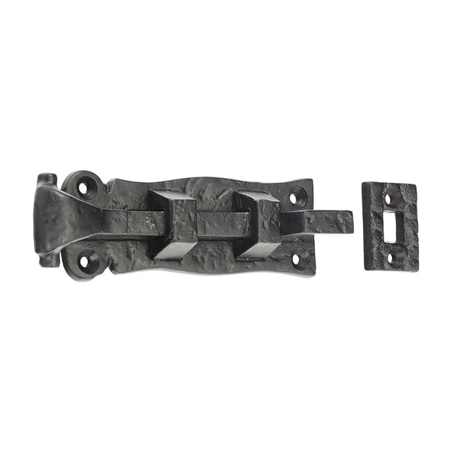 This is an image of Timco - Scroll Necked Bolt - Antique Black 4" (1 Each Bag) 200843