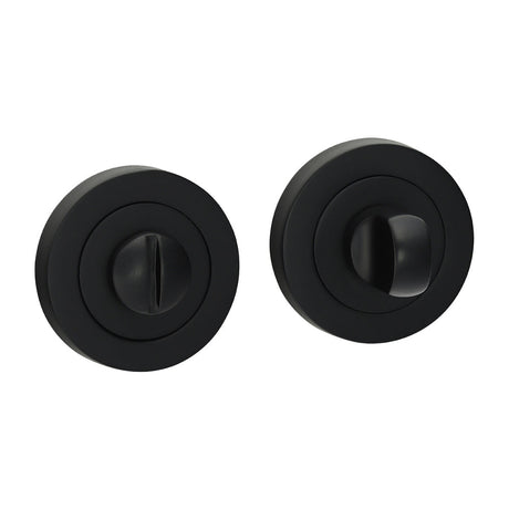 This is an image of Timco - Bathroom Thumb Turn And Release - Matt Black 51mm (1 Pairs Blister Pack) 200850