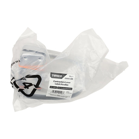 This is an image of Timco - Contractors Lever Latch Handles - Satin Anodised Aluminium 103 x 40 (1 Pairs Bag) 200851BX