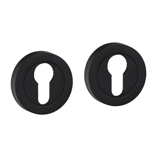 This is an image of Timco - Euro Profile Escutcheon - Matt Black 51mm (1 Pairs Blister Pack) 200880