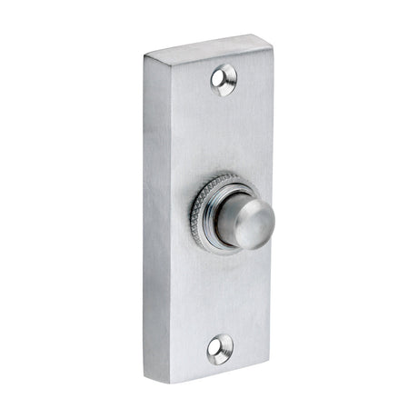 This is an image of Timco - Traditional Door Bell Push - Satin Chrome 80 x 31 (1 Each Bag) 200891