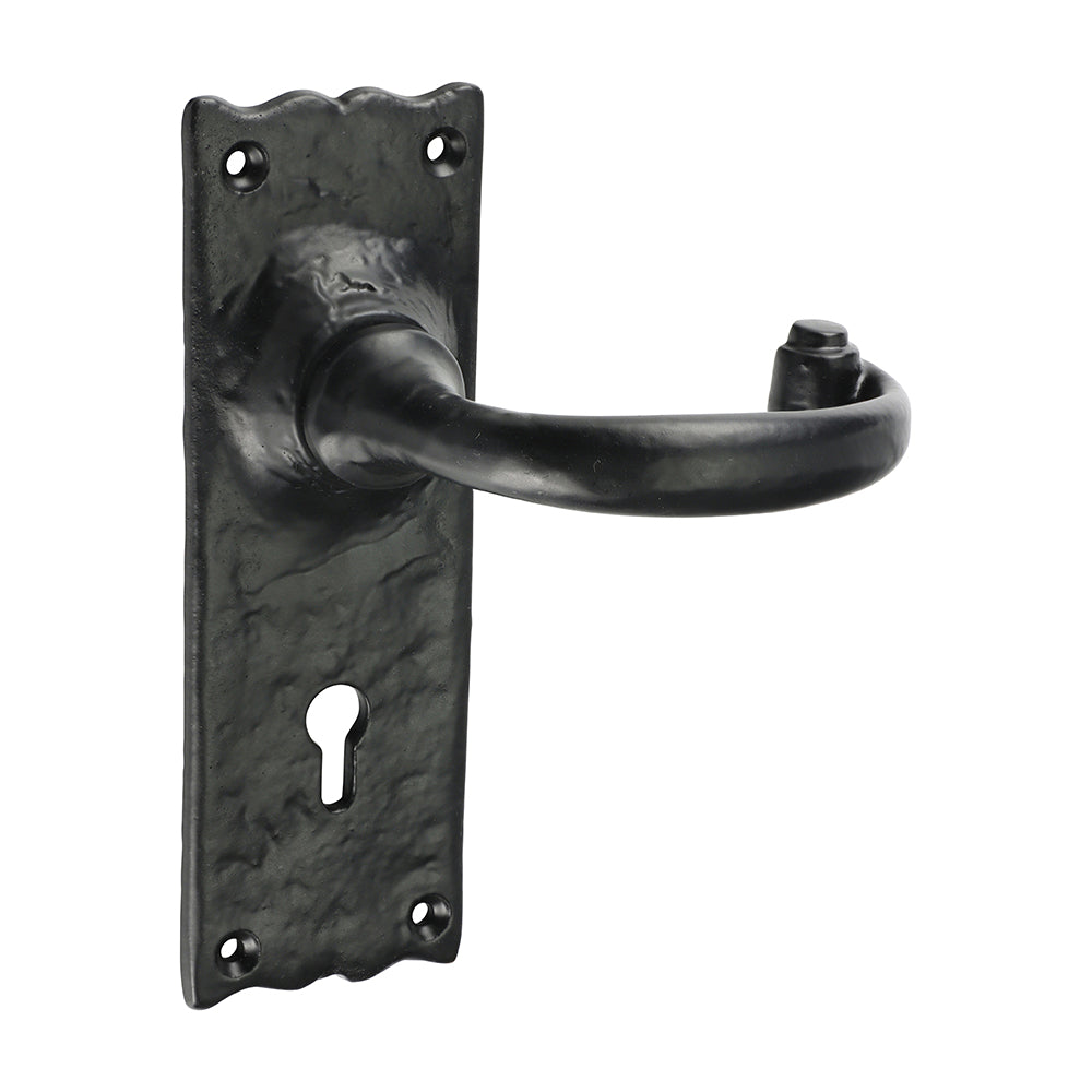 This is an image of Timco - Traditional Lever Lock Handles - Antique Black 155 x 54 (1 Pairs Box) 200898