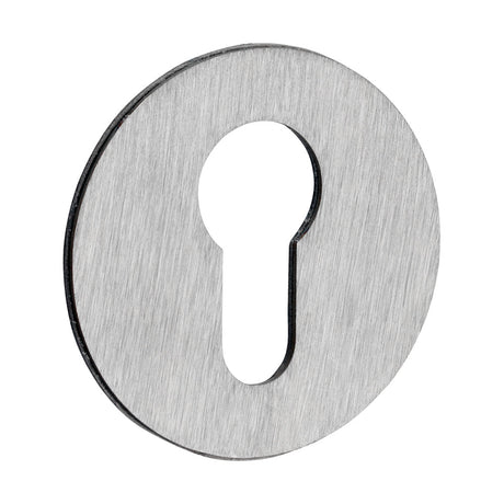 This is an image of Timco - Euro Profile Self-Adhesive Escutcheon - Round - Satin Stainless Steel 52mm (1 Each Bag) 200940
