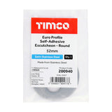 This is an image of Timco - Euro Profile Self-Adhesive Escutcheon - Round - Satin Stainless Steel 52mm (1 Each Bag) 200940