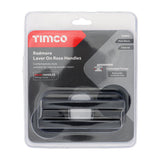 This is an image of Timco - Radmore Lever On Rose Handles - Matt Black 51mm (1 Pairs Blister Pack) 200942