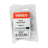 This is an image of Timco - Door Rack Bolts - Polished Chrome 60mm (2 Pieces Bag) 200951