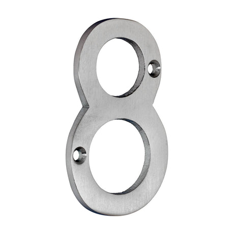 This is an image of Timco - Door Numeral 8 - Satin Chrome 75mm (1 Each TIMpac) 200964P