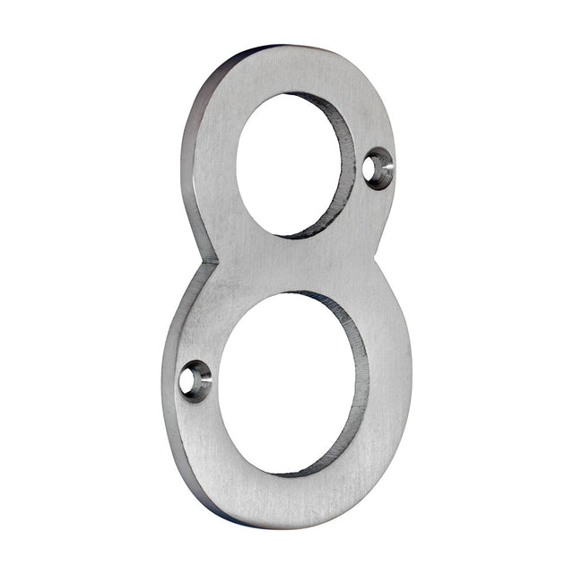 This is an image of Timco - Door Numeral 8 - Satin Chrome 75mm (1 Each TIMpac) 200964P