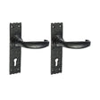 This is an image of Timco - Narrow Style Lever Lock Handles - Antique Black 155 x 37 (1 Pairs Box) 200966