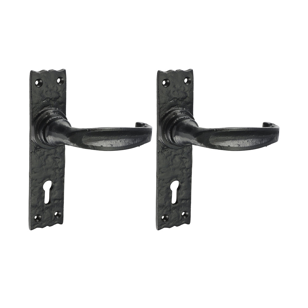 This is an image of Timco - Narrow Style Lever Lock Handles - Antique Black 155 x 37 (1 Pairs Box) 200966