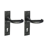 This is an image of Timco - Narrow Style Lever Lock Handles - Antique Black 155 x 37 (1 Pairs Box) 200966