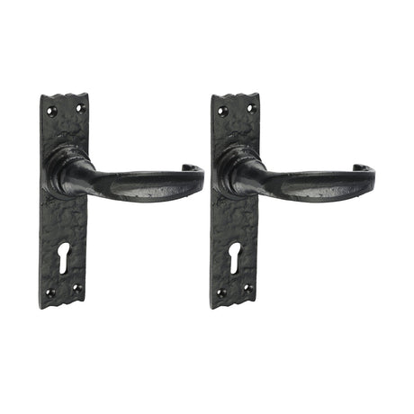 This is an image of Timco - Narrow Style Lever Lock Handles - Antique Black 155 x 37 (1 Pairs Box) 200966