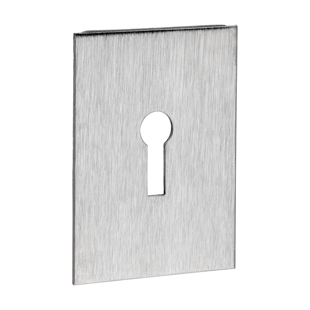 This is an image of Timco - Lock Profile Self-Adhesive Escutcheon - Oblong - Satin Stainless Steel 65 x 47 (1 Each TIMpac) 200984P