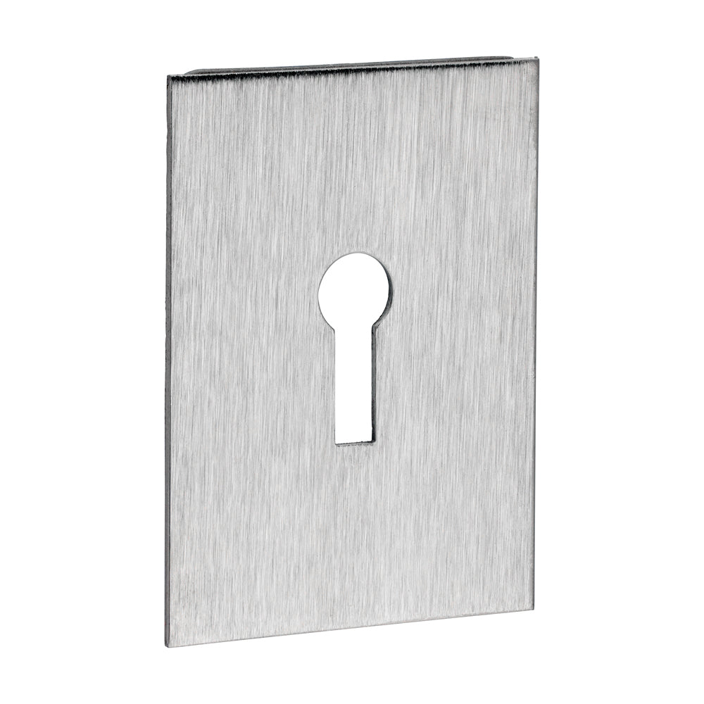 This is an image of Timco - Lock Profile Self-Adhesive Escutcheon - Oblong - Satin Stainless Steel 65 x 47 (1 Each Bag) 200984