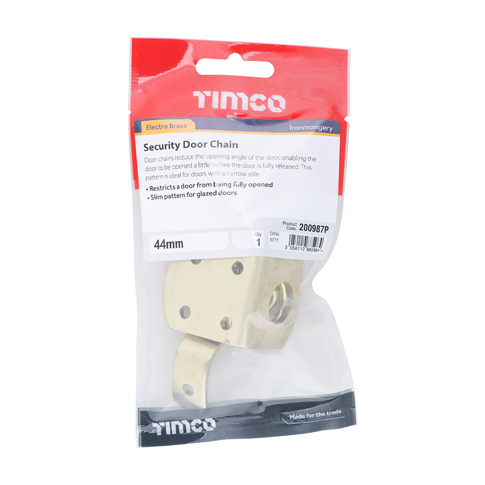 This is an image of Timco - Security Door Chain - Electro Brass 44mm (1 Each TIMpac) 200987P